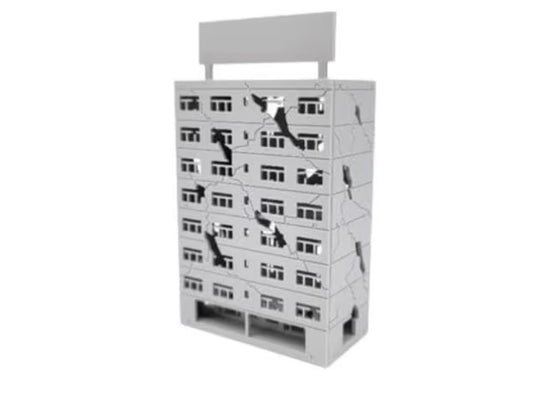 Mycity 1/300 Scale Battle Destroyed Buildings in a mini City Scene