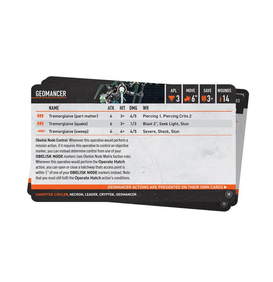 Warhammer 40,000 Kill Team Datacards: Canoptek Circle