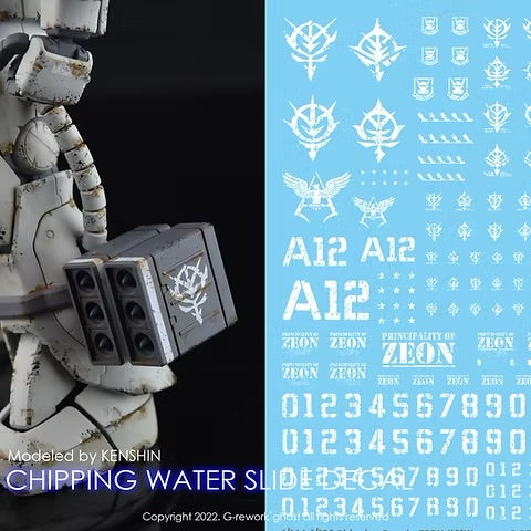 G-REWORK - 1/144 & 1/100 Chipping Decal Zeon (White) (Water Decal)