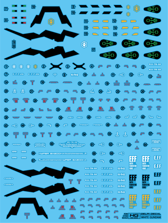 HG GQuuuuuuX HG WHITE GUNDAM (GQ) WATER DECAL