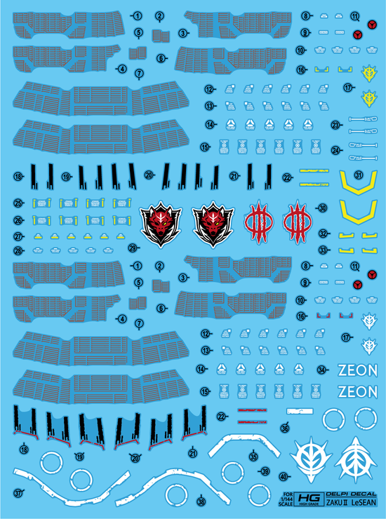 HG Zaku II LeSEAN (Water Decal)