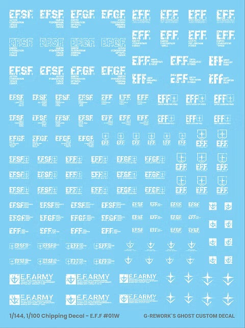 G-REWORK - 1/144 & 1/100 Chipping Decal E.F.F. (White) (Water Decal)
