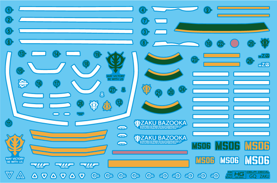 HG GQuuuuuuX HG Zaku GUNDAM (GQ) WATER DECAL