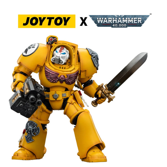 JoyToy Warhammer 40,000 Action Figure - Imperial Fists, Terminator 1 With Power Sword And Storm Bolter (1/18 Scale)