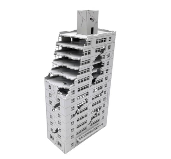 Mycity 1/300 Scale Battle Destroyed Buildings in a mini City Scene
