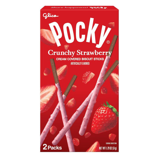Glico Pocky Crunchy Strawberry Cream Covered Biscuit Sticks