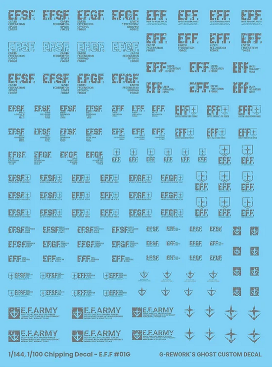 G-REWORK - 1/144 & 1/100 Chipping Decal E.F.F. (Gray) (Water Decal)