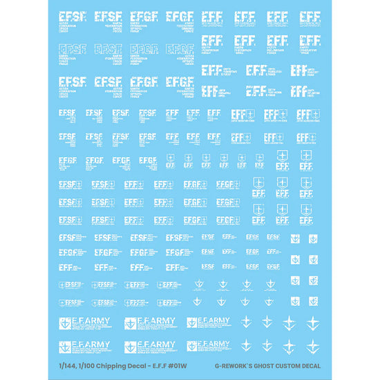 G-REWORK - 1/144 & 1/100 Chipping Decal E.F.F (White) (Water Decal)