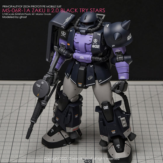 G-REWORK - [MG] Black Tri-Stars Zaku 2.0 (Water Decal)
