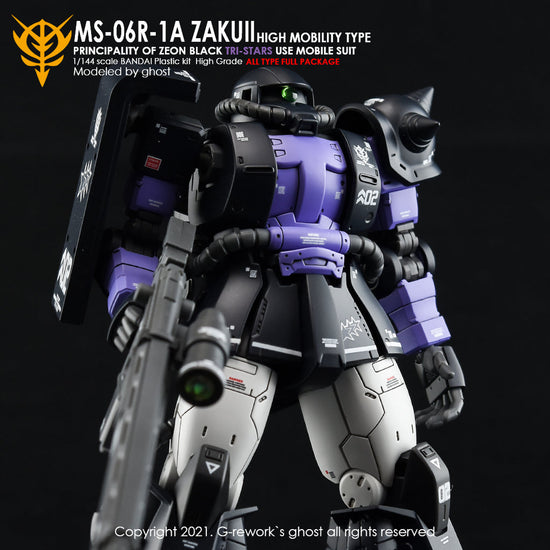 G-REWORK - [HG] GTO MS-06R-1A Zaku II (Black Tri-Stars Full Set) (Water Decal)