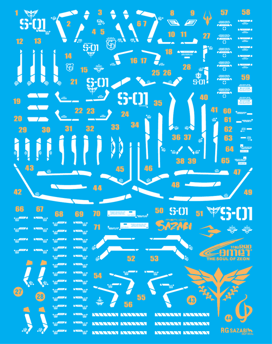 RG Sazabi (White+Gold Part) (Holo) (Water Decal)